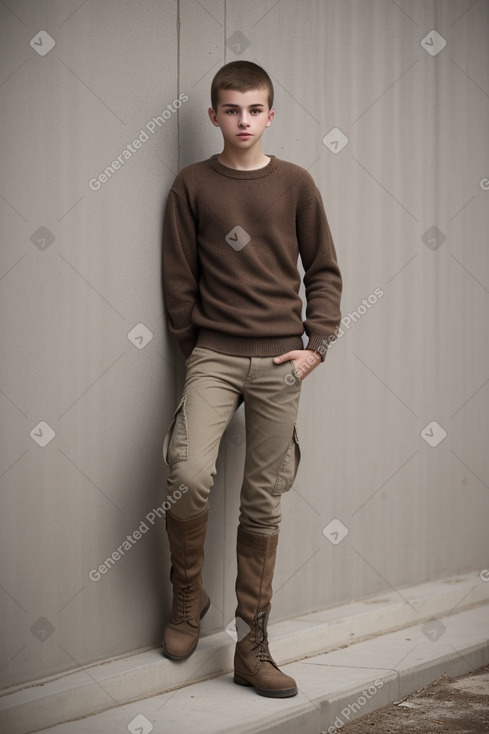 Serbian teenager boy with  brown hair