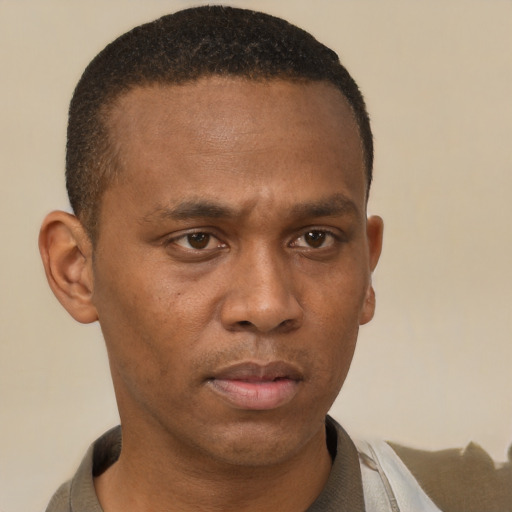 Neutral latino young-adult male with short  brown hair and brown eyes