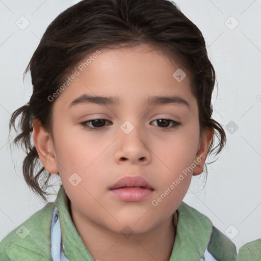 Neutral white child female with medium  brown hair and brown eyes