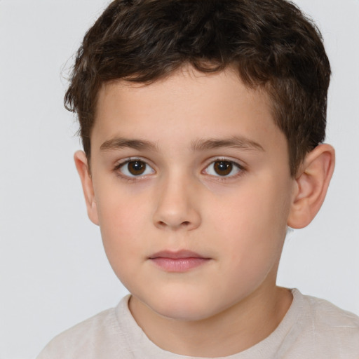 Neutral white child male with short  brown hair and brown eyes