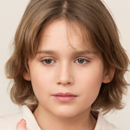 Neutral white child female with medium  brown hair and brown eyes