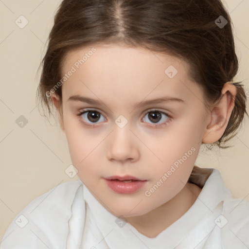 Neutral white child female with medium  brown hair and brown eyes