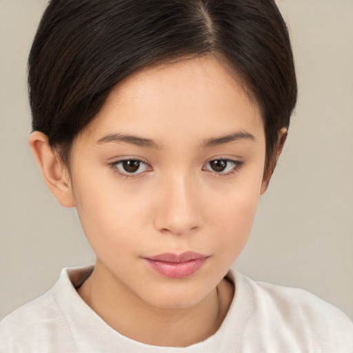 Neutral white young-adult female with short  brown hair and brown eyes