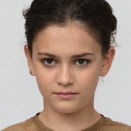 Neutral white child female with short  brown hair and brown eyes