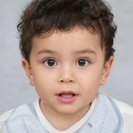 Neutral white child male with short  brown hair and brown eyes