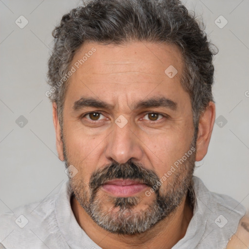 Neutral white adult male with short  brown hair and brown eyes