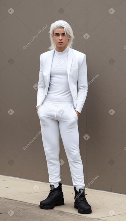 Uruguayan teenager boy with  white hair