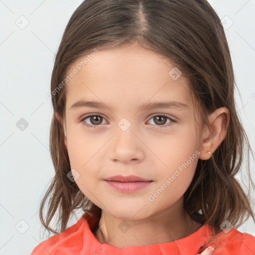 Neutral white child female with medium  brown hair and brown eyes