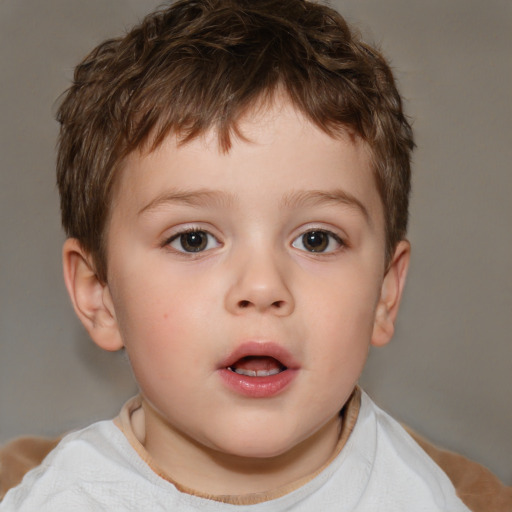 Neutral white child male with short  brown hair and brown eyes