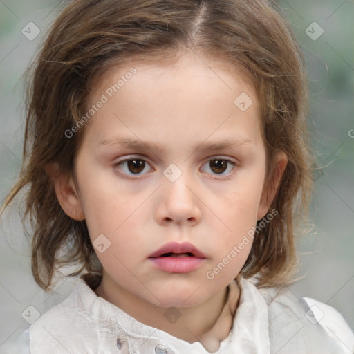 Neutral white child female with medium  brown hair and brown eyes