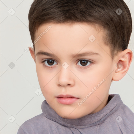 Neutral white child male with short  brown hair and brown eyes