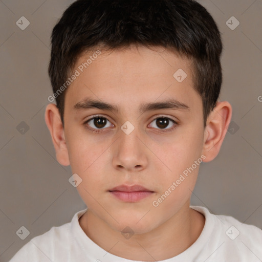 Neutral white child male with short  brown hair and brown eyes