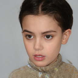 Neutral white young-adult female with short  brown hair and brown eyes