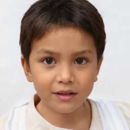 Neutral white child female with short  brown hair and brown eyes