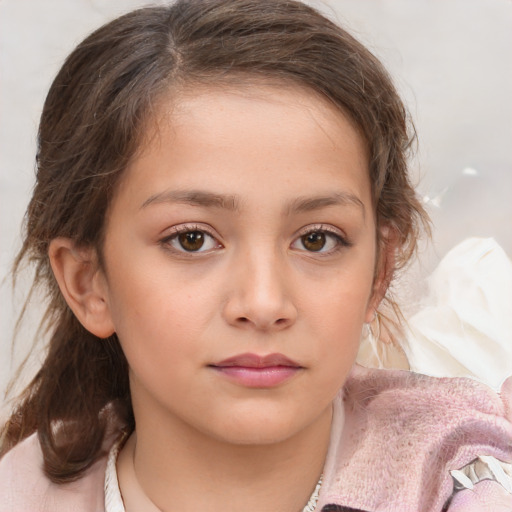 Neutral white child female with medium  brown hair and brown eyes