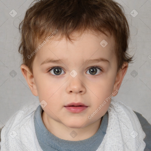 Neutral white child male with short  brown hair and brown eyes