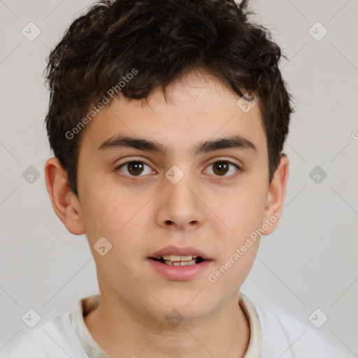 Neutral white child male with short  brown hair and brown eyes