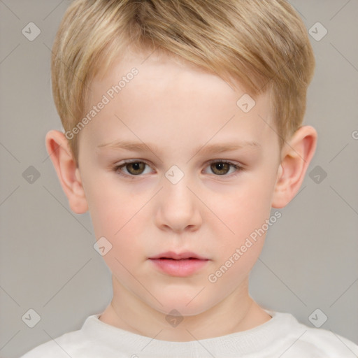 Neutral white child male with short  brown hair and brown eyes