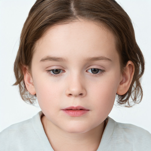 Neutral white child female with medium  brown hair and brown eyes