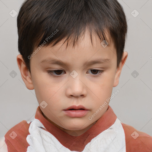 Neutral white child male with short  brown hair and brown eyes