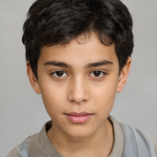 Neutral white child male with short  brown hair and brown eyes