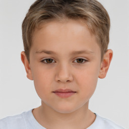 Neutral white child male with short  brown hair and brown eyes