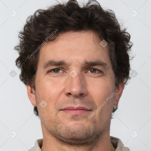 Neutral white adult male with short  brown hair and brown eyes