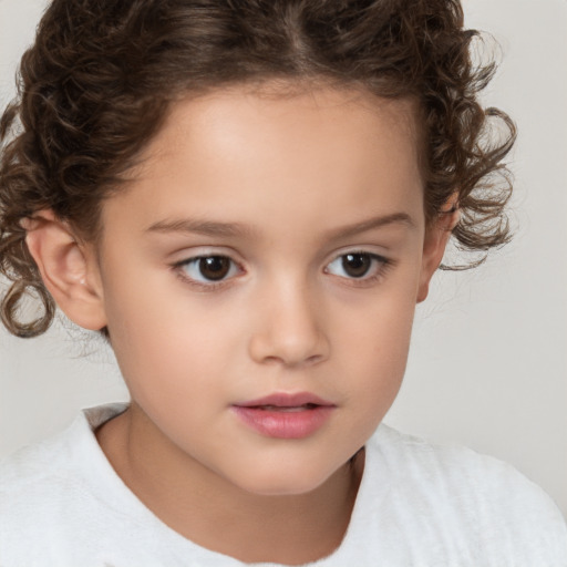 Neutral white child female with short  brown hair and brown eyes