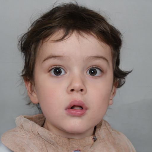 Neutral white child male with medium  brown hair and brown eyes