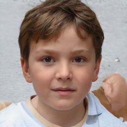 Neutral white child male with short  brown hair and brown eyes