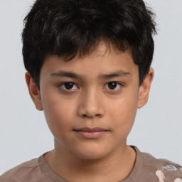 Neutral asian child male with short  brown hair and brown eyes