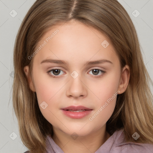 Neutral white child female with medium  brown hair and brown eyes