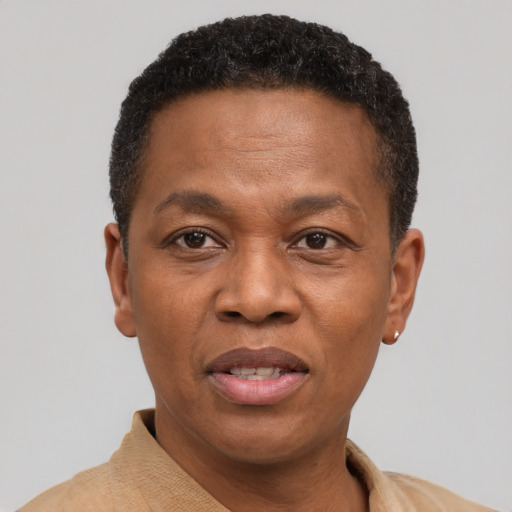 Joyful latino adult male with short  brown hair and brown eyes