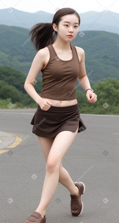 Korean young adult female with  brown hair