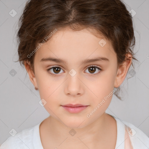 Neutral white child female with medium  brown hair and brown eyes