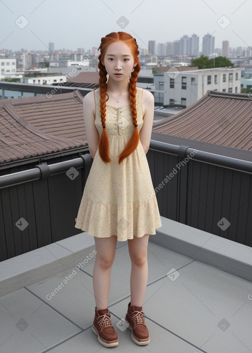 Taiwanese young adult female with  ginger hair