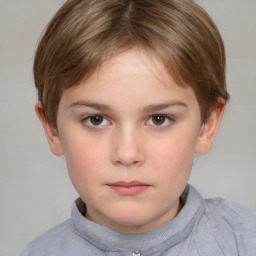 Neutral white child female with short  brown hair and brown eyes