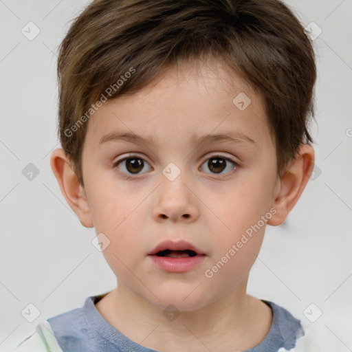 Neutral white child male with short  brown hair and brown eyes