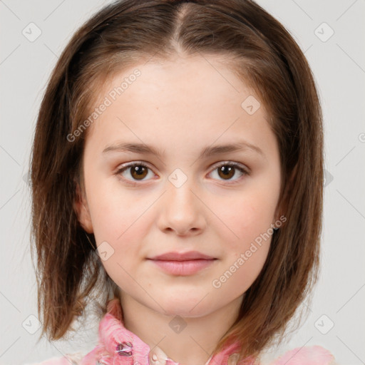 Neutral white child female with medium  brown hair and brown eyes