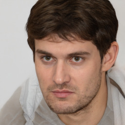 Neutral white adult male with short  brown hair and brown eyes