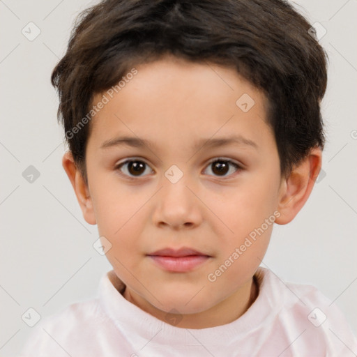 Neutral white child male with short  brown hair and brown eyes