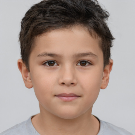 Neutral white child male with short  brown hair and brown eyes