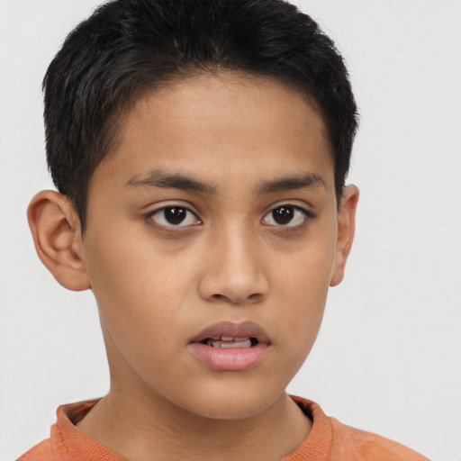Neutral asian young-adult male with short  brown hair and brown eyes