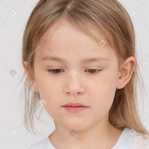 Neutral white child female with medium  brown hair and brown eyes