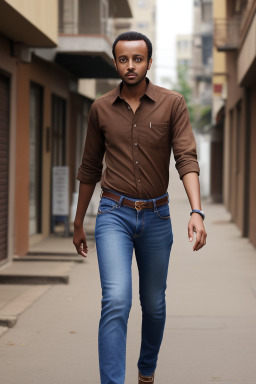 Ethiopian adult male with  brown hair