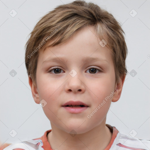 Neutral white child male with short  brown hair and brown eyes