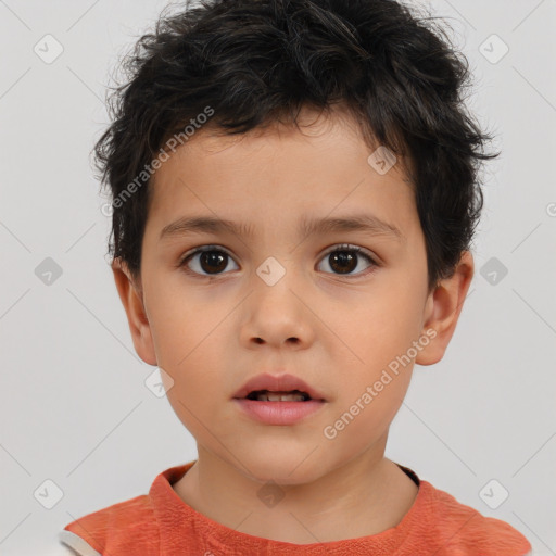 Neutral white child male with short  brown hair and brown eyes