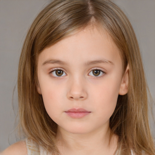 Neutral white child female with medium  brown hair and brown eyes