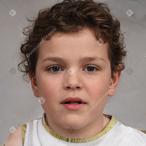 Neutral white child male with short  brown hair and brown eyes