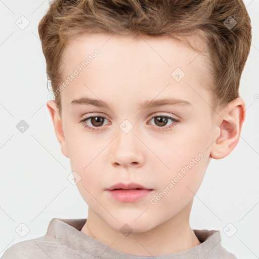 Neutral white child male with short  brown hair and brown eyes